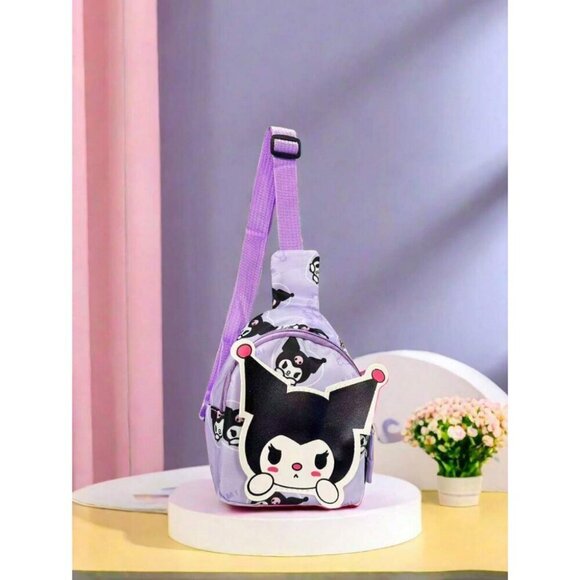 Sanrio Cartoon Pattern Jade Dog Purple Melody One Shoulder Crossbody Chest Bag - Picture 2 of 4